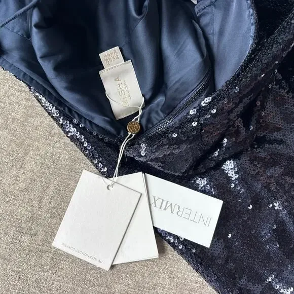 NWT Misha Blue Sequin Dress - Picture 4 of 4